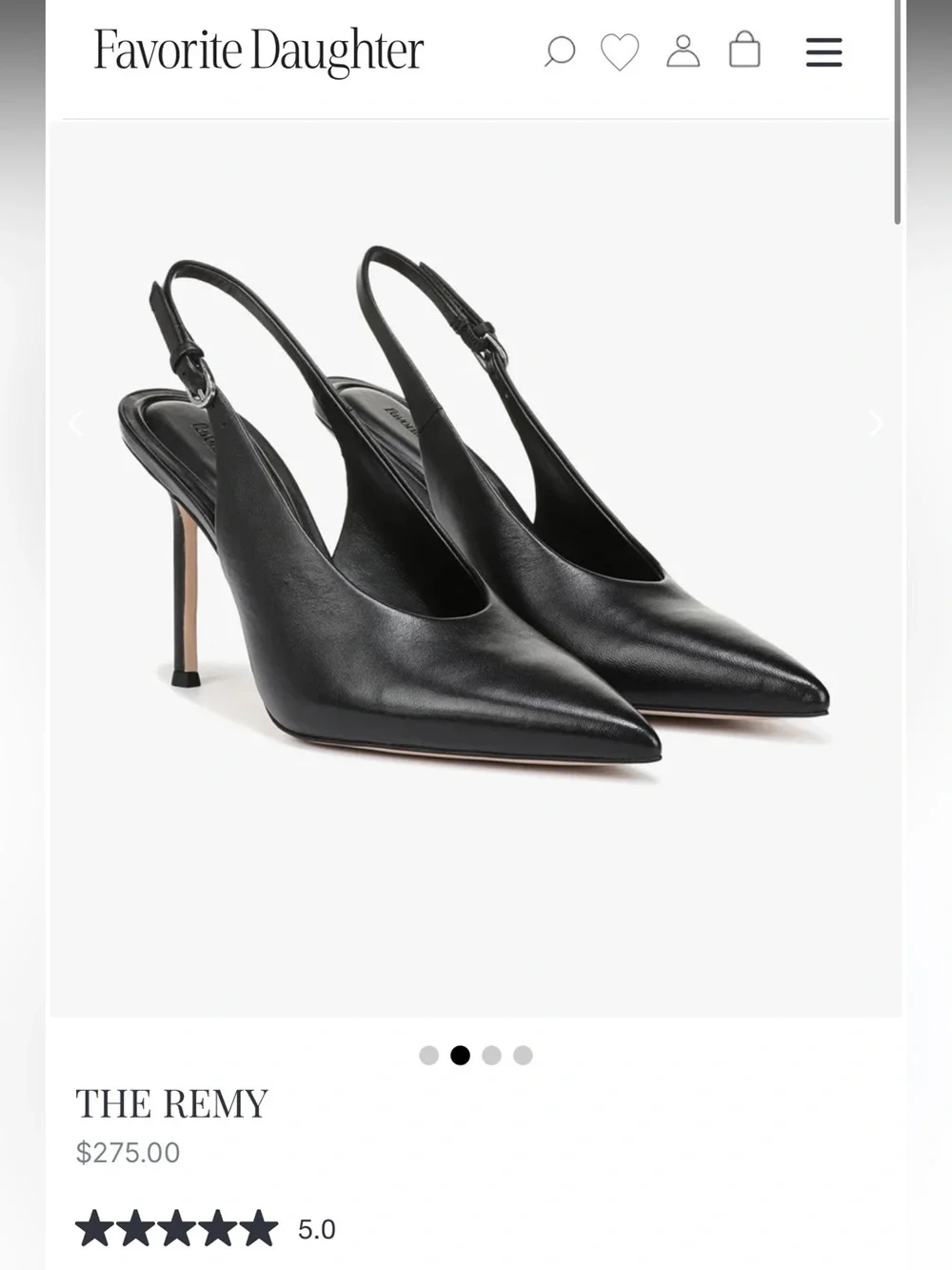 Favorite Daughter Black Leather Remy Pointed Toe Slingback Heels Pump 8 - Picture 2 of 12